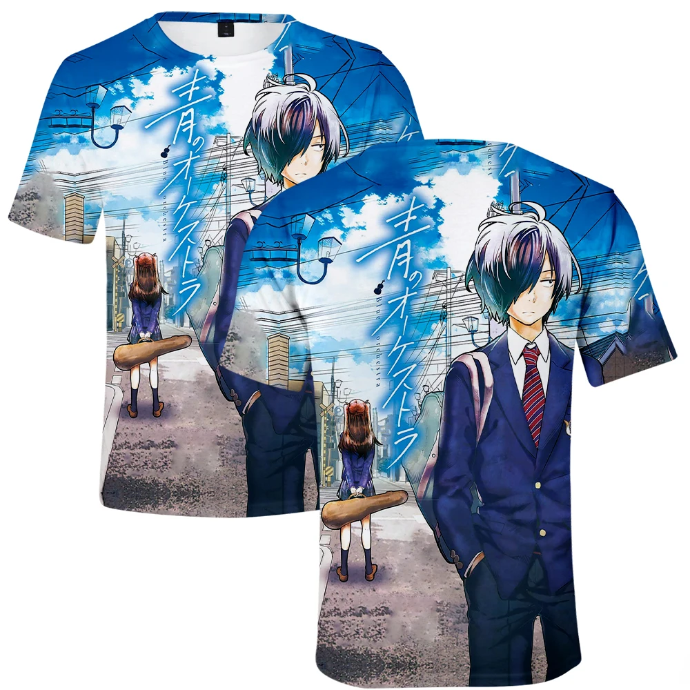 Blue Archery 3D T-Shirt Manica Corta Girocollo Casual Preppy O-Collo Streetwear T-Shirt Stampa Anime Hipster