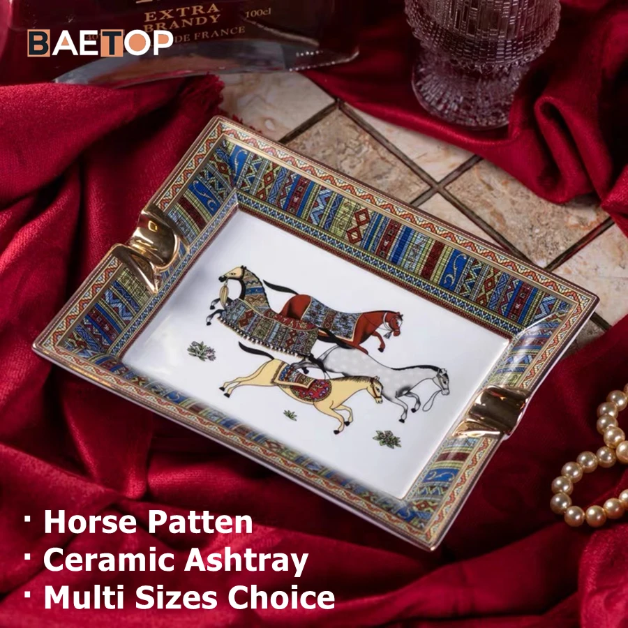 Fatto A Mano Cavallo Patten Art Grid Posacenere Per Sigari In Ceramica Nice Luxury Smoke Ash Tray Holder Sigari Home Table Desk Accessori Decor