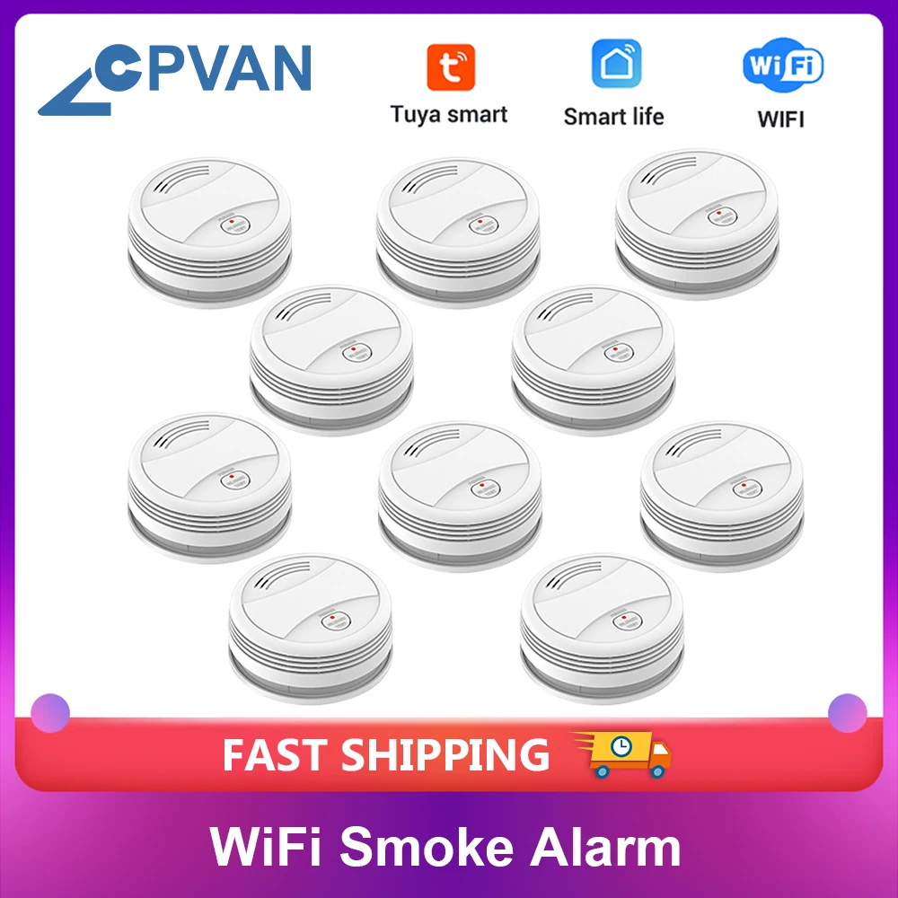 10 Pz/Lotto Rilevatore Di Fumo Sensore Allarme Antincendio Smart Life/Tuya App Control Sistema Di Sicurezza Domestica Pompieri Detecteur De Fumee