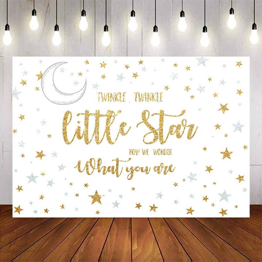 Twinkle Twinkle Little Star S Baby Shower Sfondo Glitter Gold Star S Sfondo Per Studio Fotografico Sliver Star And Moons Party