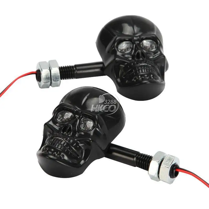 Wow Black Skull Head Indicatore Di Direzione Per Moto Per Yamaha Honda Suzuki Kawasaki Harley Davidson Ducati...