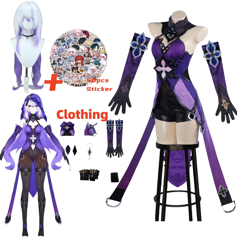 Gioco Honkai Star Rail Stickers Black Swan Costume Cosplay Black Swan Parrucca Copricapo Abiti Halloween Carnival Women Anime Clothes
