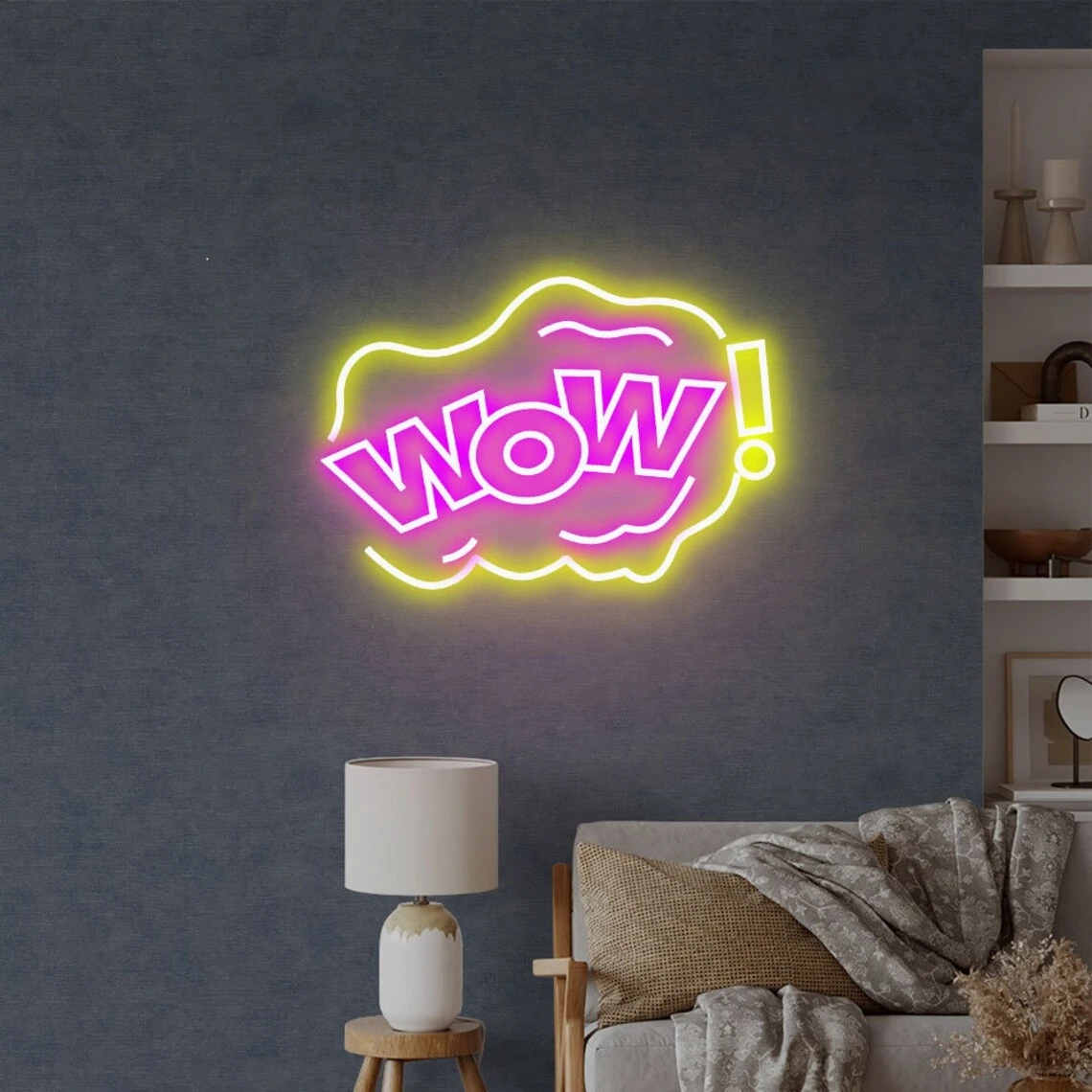 Wow Neon Sign Bedroom Party Neon Sign Wall Decor