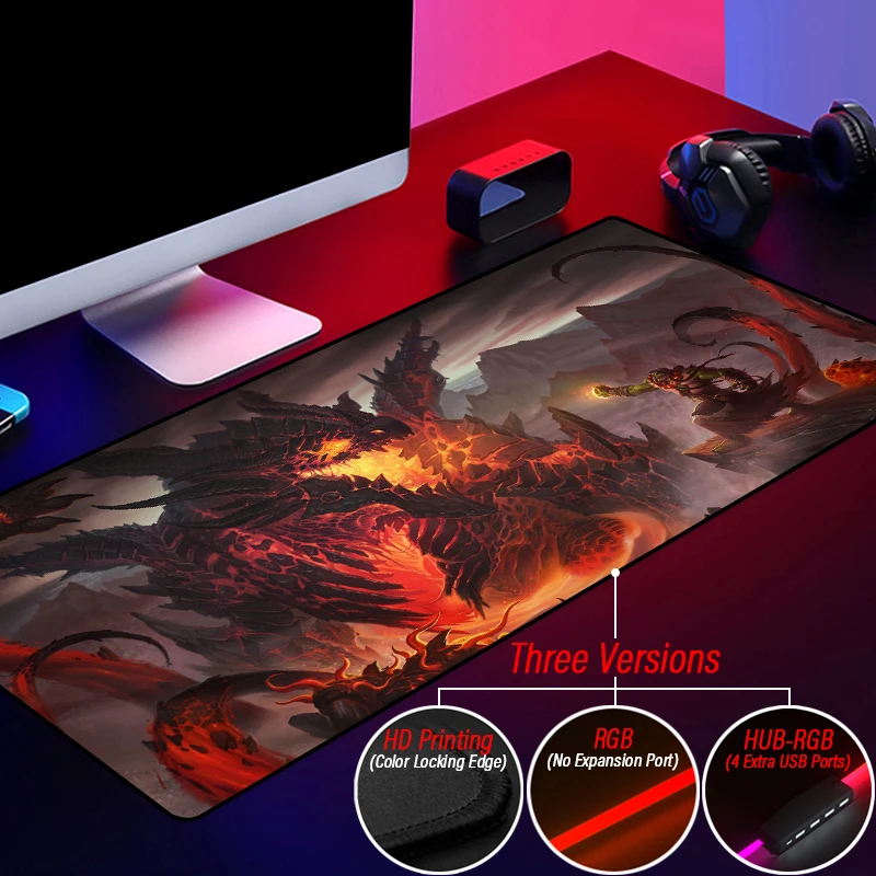 Glowing World Of Warcraft Mouse Pad Led Wow Hub 4 In 1 Usb Carpet Gaming Illidan Arthas Tappetino Per Mouse Personalizzato Rgb Tastiera Tappetino Da S