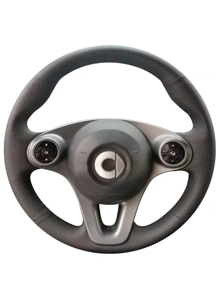 Customized 2009-19 For Smart Fortwo Forfour Diy Hand Sewn Leather Steering Wheel Cover Interior Handle Cover