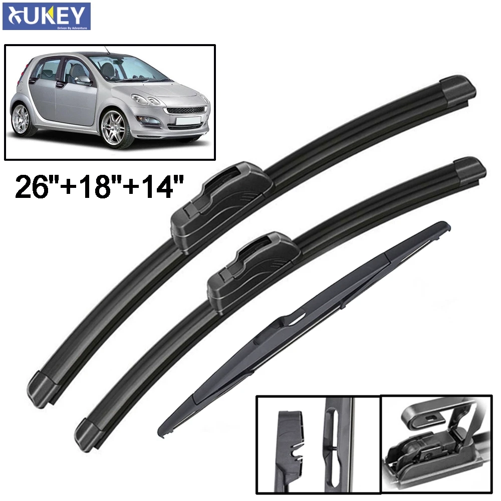 Xukey 3Pcs Anteriore Posteriore Parabrezza Wiper Blades Set Per Smart Forfour W454 2007 2006 2005 2004
