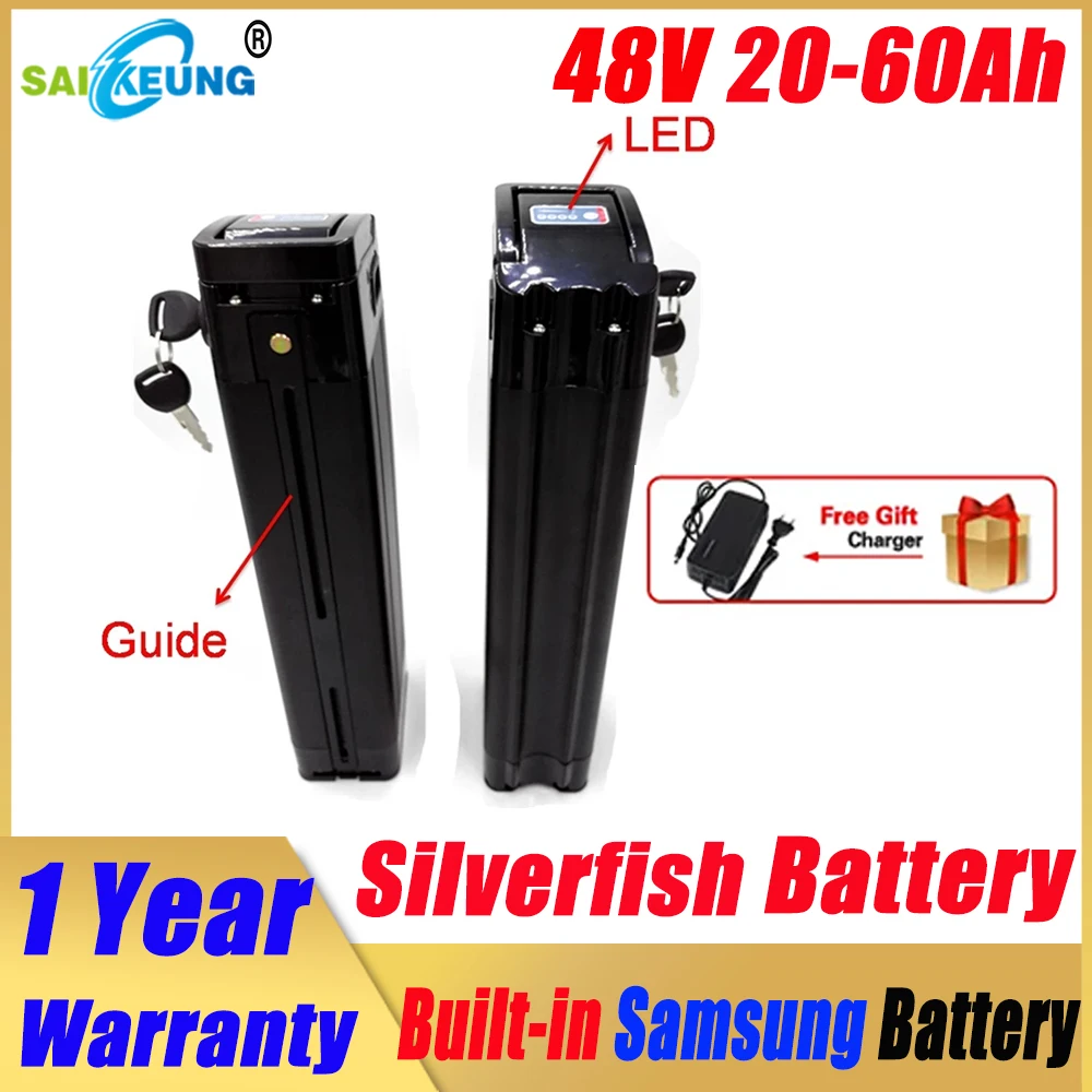 36V 48V 52V 60V 72V Silverfish Bici Elettrica 48V 20Ah 50Ah 60Ah 30Ah 40Ah 13 S5P Akku Accu 2000W 3000W Bateria Samebike 48V 40Ah