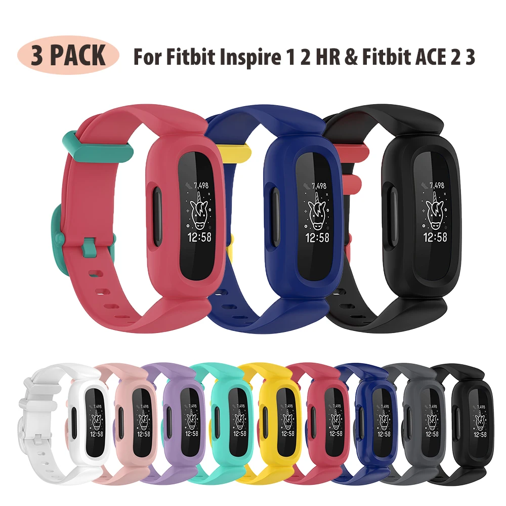 Cinturino In Silicone 3 Pezzi Per Fitbit Ace 3 Ace 2 Braccialetto Di Ricambio Per Smartwatch Per Bambini Per Cinturino Fitbit Inspire Inspire 2 Inspir