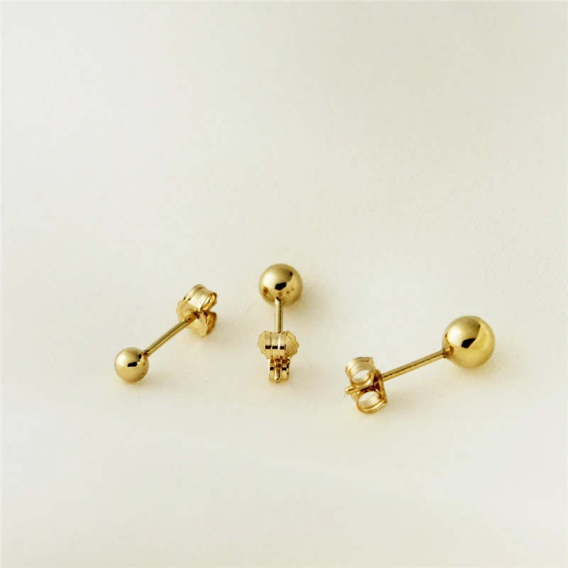 Orecchini A Sfera Riempiti In Oro 14 Carati 2Mm/3Mm/4Mm/5Mm/6Mm Gioielli In Oro Orecchini A Bottone In Oro Brincos Pendientes Orecchini Oorbellen Boho