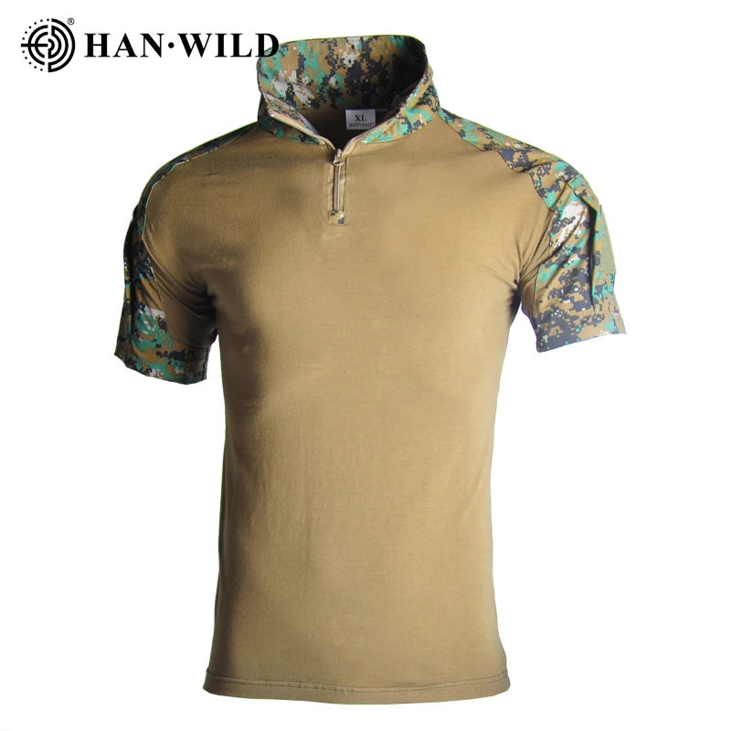 Han Wild Men Magliette Softair Army Tactical Shirt Military Us Army Camo Uflage Combat Shirts Tee Shirt Cottonpaintball Abbigliamento