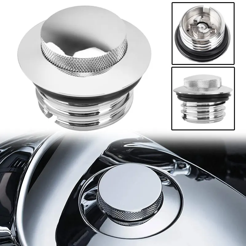 Motorcycle Chrome Fuel Gas Oil Tank Cap Pop-Up Clockwise Vented Cover For Harley Touring Road King Sportster Fat Bob Softail