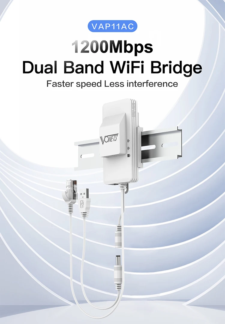Vonets Dual Band 2.4G + 5G Wifi Bridge Router Wireless Repeater Hotspot Signal Cover Wifi A Ethernet Adapter Dvr Vap11Ac Con Ventola
