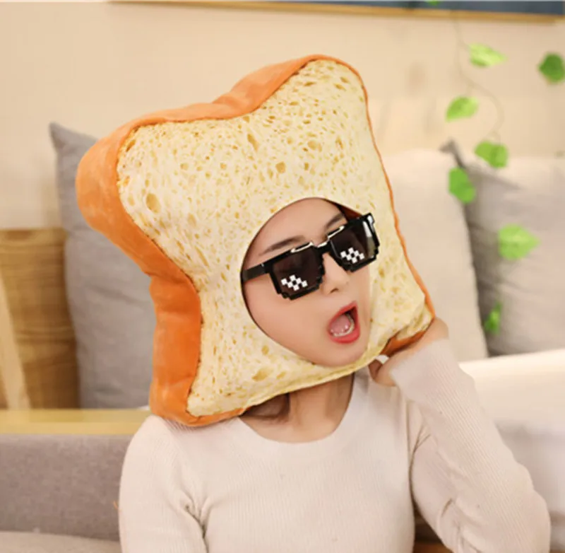 Super Soft Warm Hat Ear Covered Funny Plush Party Crazy Hat Fluffy  Caps Halloween Costume Toy Hat Cozy Toast Hat