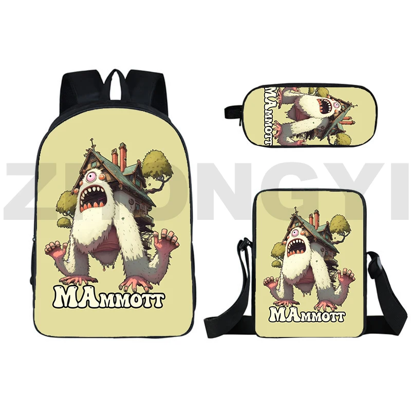 My Singing Monsters School Zaino Kawaii Cartoon Crossbody Bag 3 Pz/Set Kids Canvas Bookbag Zipper Quality Nylon Pencil Case
