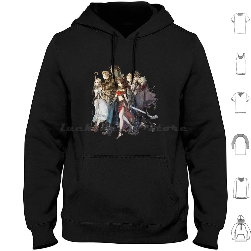 Octopath Traveler? -Travelers Classic T-Shirt Felpe Con Cappuccio Manica Lunga Octopath Travelers