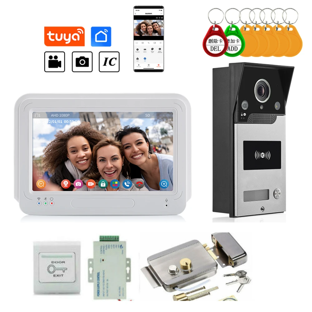 1080P Videocitofono Home Intercom System Wireless Wifi Smart Video Campanello 7 Pollici Con Campanello Cablato Tuya App