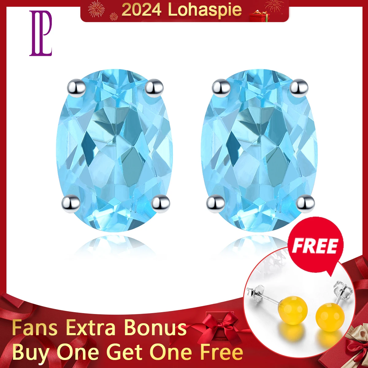 Apatite Naturale Vero Orecchino A Bottone In Oro Bianco 14K Donna Stile Classico 1.6 Carati Blu Apatite Gemma Gioielli Fini Personalizzati