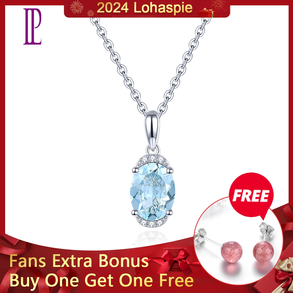 Lohapsie Natural Acquamarina Diamond Real 14K White Gold 1.4 Carati Light Blue Gemstone Women Classic Romantic Fine Jewelrys