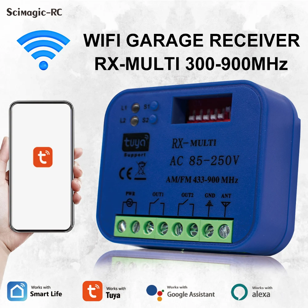 Universale Rx-Multi 300-900Mhz Wifi Smart Gate Garage Apriporta Ricevitore Tuya App Multi-Brand Controller Switch Module Alexa