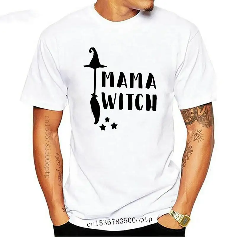 Camiseta De Manga Corta Para Hombre, Ropa Con Estampado De Halloween, Mama, Bruja, Con Cuello Redondo, Elegante, Rosa, Vintage