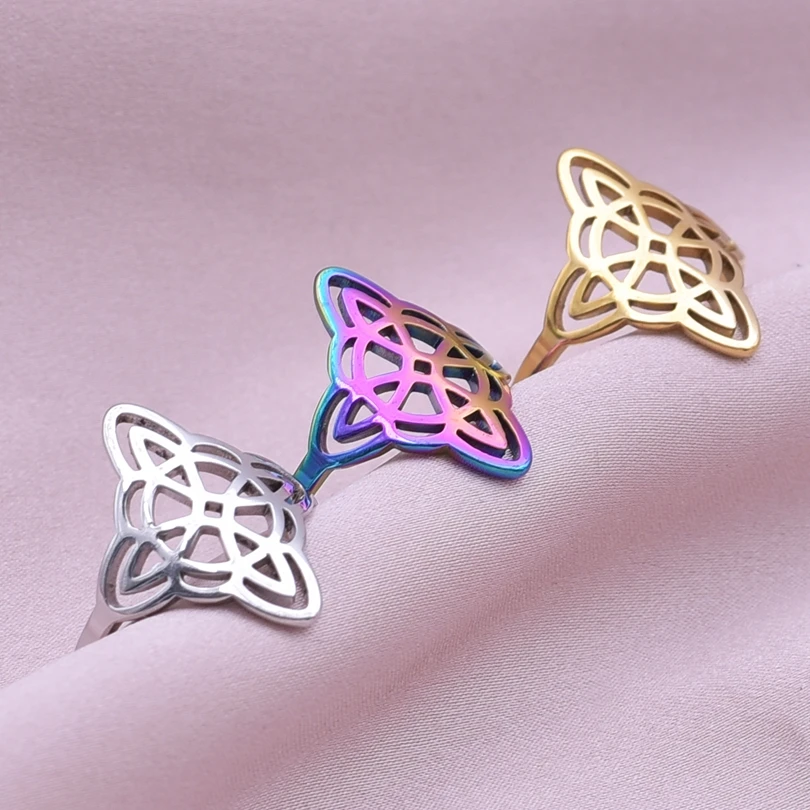 1/3Pcs Stregoneria In Acciaio Inossidabile Irlandese Celtics Knot Open Finger Rings Vintage Flower Of Life Lucky Amuleto Muslimague Jewelry