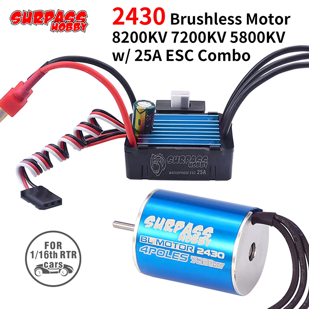 Superare Hobby 2430 7200Kv Sensorless Motore Brushless Con 25A Esc Combo Set Per Hsp Hpi Tamiya 1/16 1/18 Rc Auto