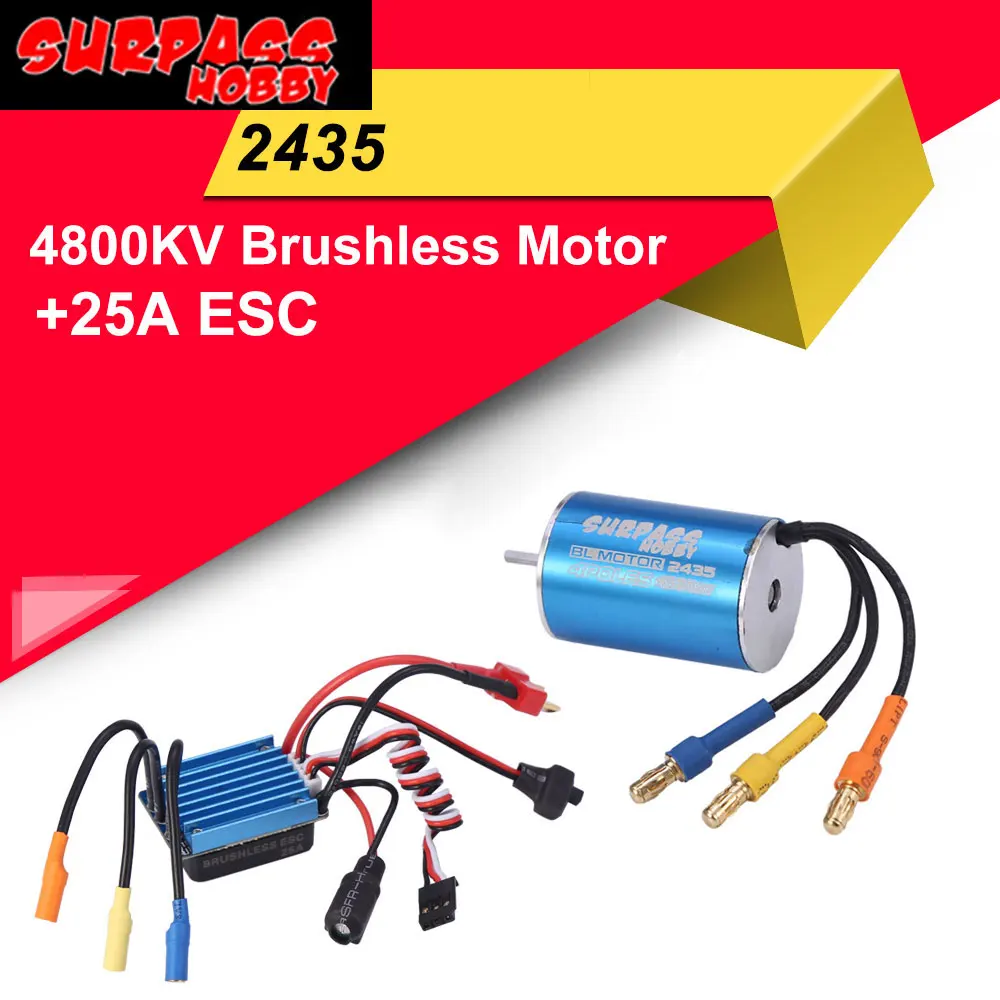 Superare Hobby 2435 4800Kv Sensorless Motore Brushless Con 25A Brushless Esc Combo Set Per 1/16 1/14 Hsp Hpi Tamiya Rc Auto