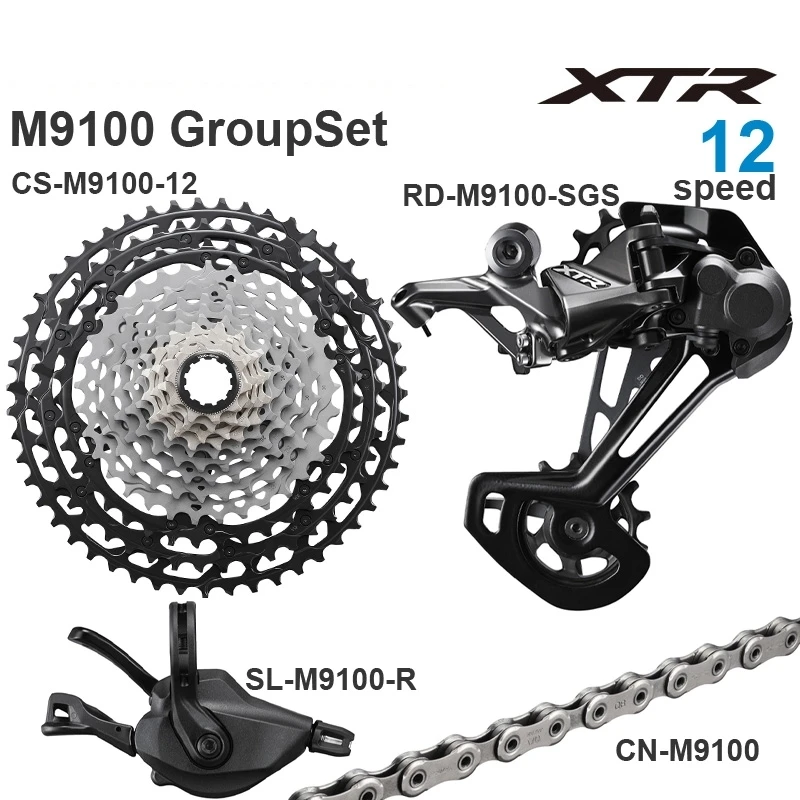Shimano Xtr M9100 Groupset Mountain Bike Group1 X 12V 12 Speed Rd Sl Cs Cn M9100 Deragliatore Posteriore Sgs Xtr Shifter Cassette 10-51T