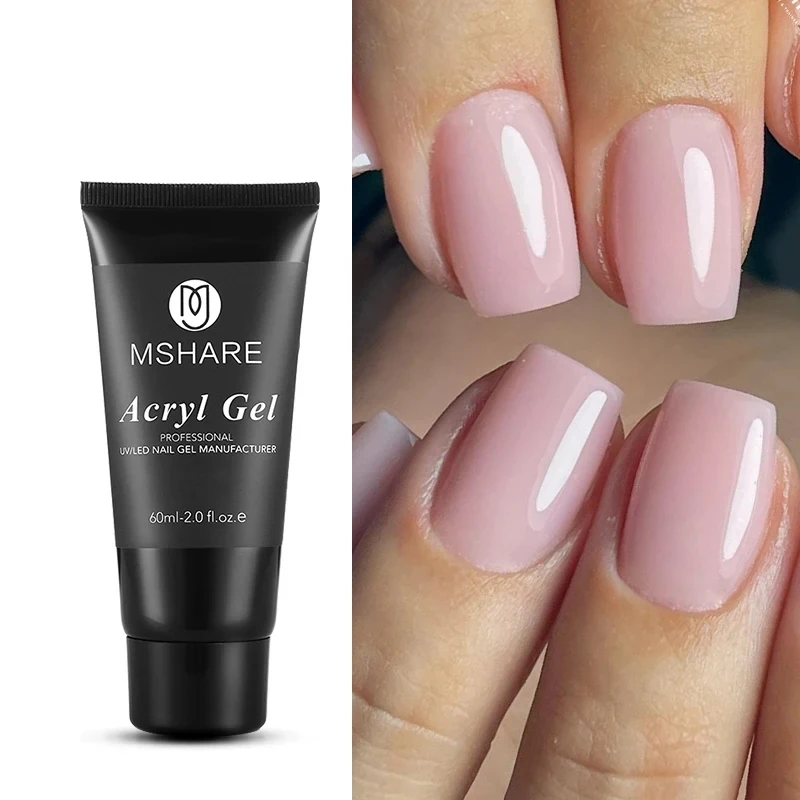 Mshare Poly Nails Acryl Gel 60Ml 60G Builder Uv Led Acrilgel Nails Extensions Acrilico Rosa Bianco Trasparente Gel Acrilico Cover