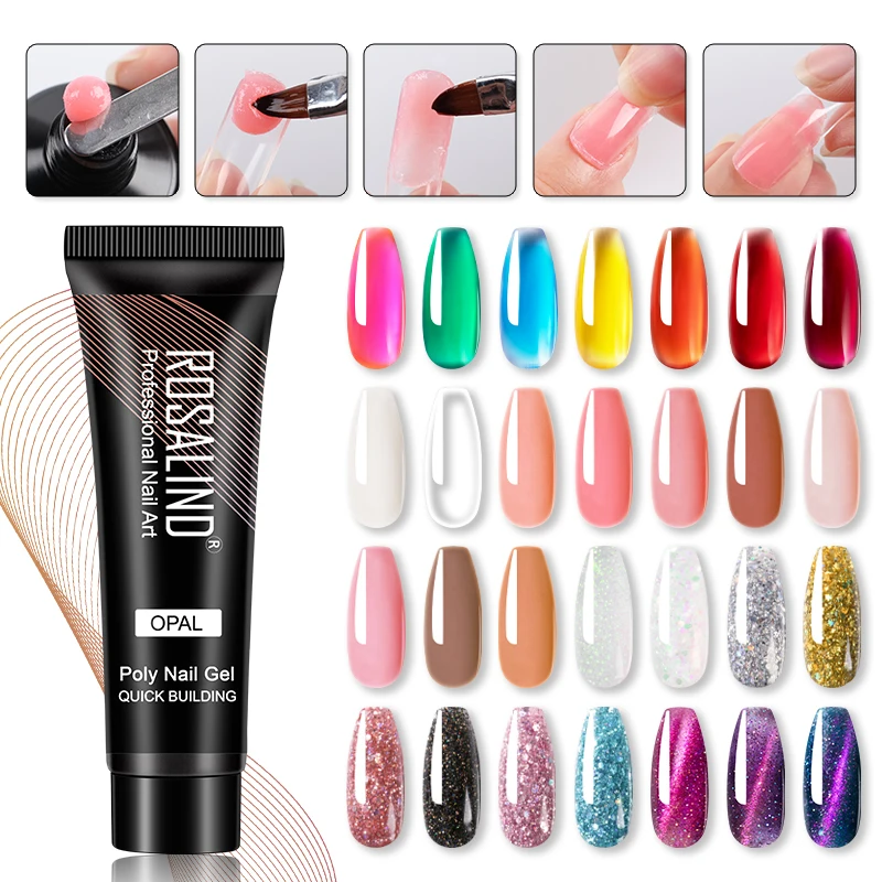 Rosalind Poly Nail Gel Glitter Nails Extension Gel All For Manicure Nails Art Design Semi Permanent Builder Vernice Base E Top