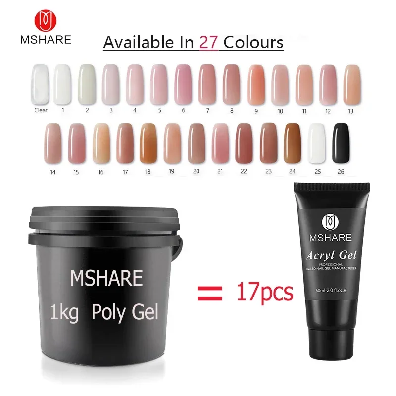Mshare Poly Acrilico Gel Acrilico Spesso Duro 1Kg Camouflage Builder Gel Per Estensione Unghie Unghie Uv Led Acrilico