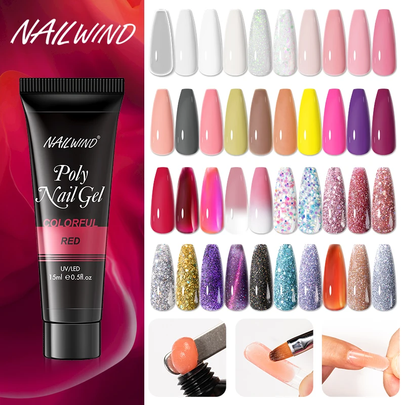Nailwind 15/30Ml Poly Extension Gel Per Unghie Gelatina Semi Permanente Smalto Per Unghie Uv Led Esmalte Nail Building Glitter Poligel Acrilici