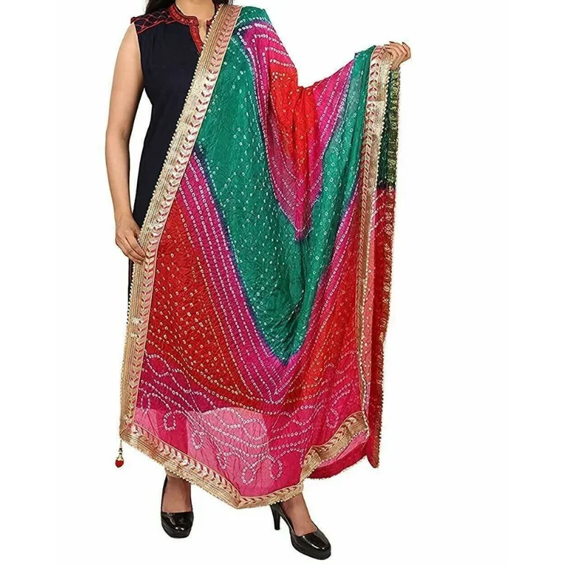 Sciarpa Con Stola Gota In Seta Da Donna Dupatta Bandhani Tendenze Moda Europee E Americane Multicolori