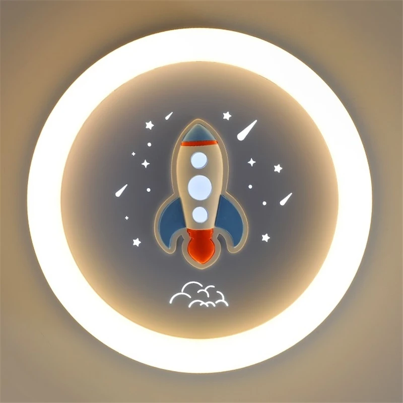 Plafoniere Per Camera Dei Bambini Led Soggiorno Decorazione Lampada Aereo Rocket Cartoon Eye Protection Light Fixtures Per Celling