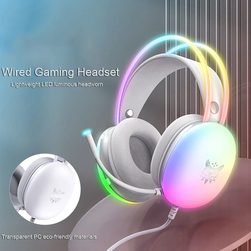 Cuffie Da Gioco Cablate X25 Con Microfono Cuffie Con Luce Sfumata Rgb 3.5Mm Aux Virtual 7.1 Channel Auricolari Per Pc Portatile Ps4 5 Xbox