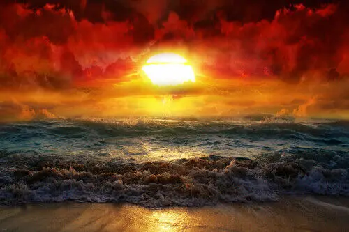 Bella Alba Incredibili Colori Nuvole Ocean White Waves Rare Art Picture Print Silk Poster Home Wall Decor