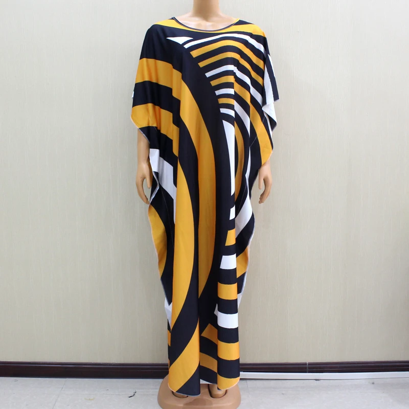 2020 Wonderful Beautiful African Dashiki Fashion Design Yellow Print Women Dress African Winter Fashion Women Dresses For Party