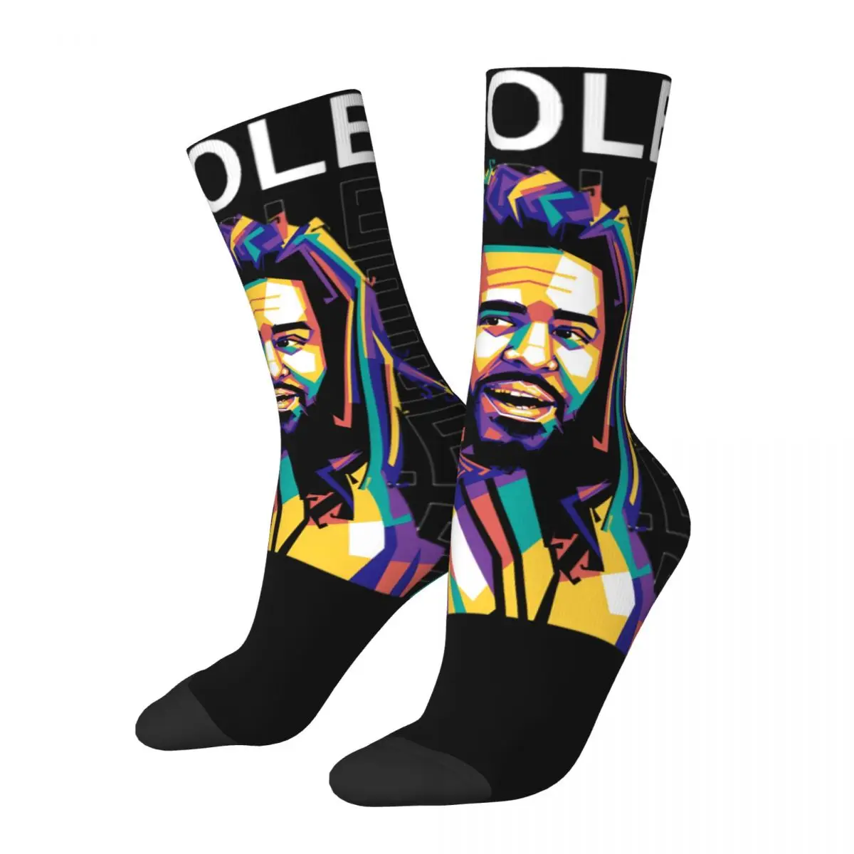 Amreican Rapper J Cole Pop Art Product Crew Socks Traspirante Vintage Skateboard Calzino Lungo Caldo Per Donna Uomo Regali Meravigliosi