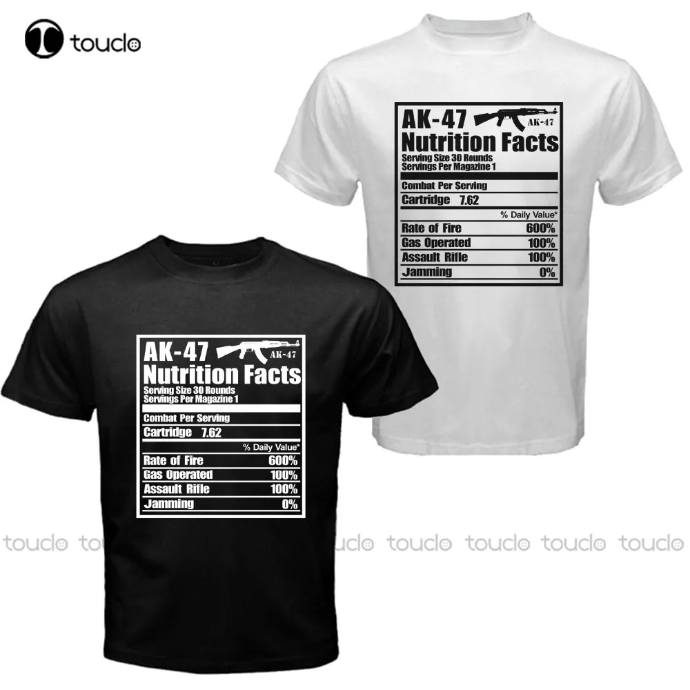 Nuovo Ak-47 Kalashnikov Fatti Nutrizionali Russian Wonder Assault Funny Fashion Retro Summer Mens Print T-Shirt Design