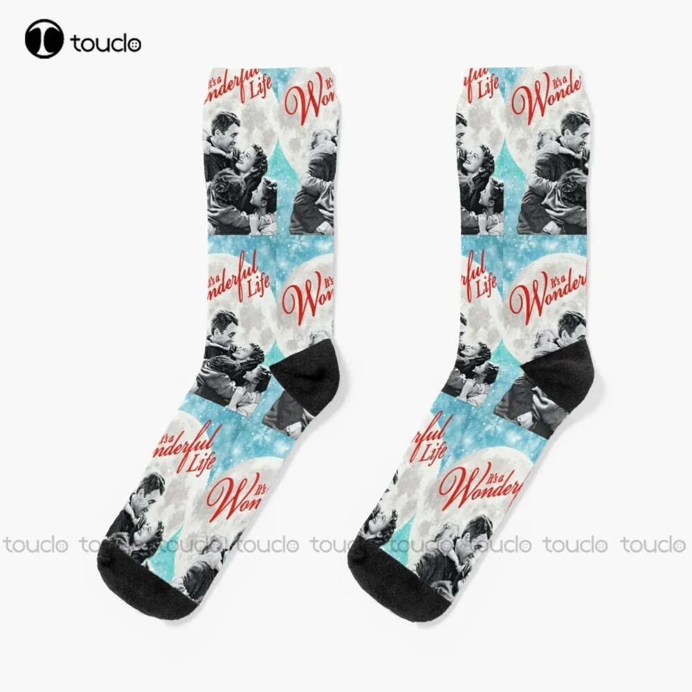 Its A Wonderful Life Vintage Christmas Classic Socks Mens Black Crew Socks Unisex Adult Teen Youth Socks Regalo Di Natale Personalizzato