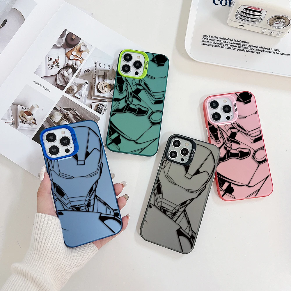 M-Marvels Irons Mans Custodia Per Telefono Per Huawei P30 P40 Mate 30 40 Pro Nova 7 Honor 50 Lens Creative Border Hard Tpu Pc Cover