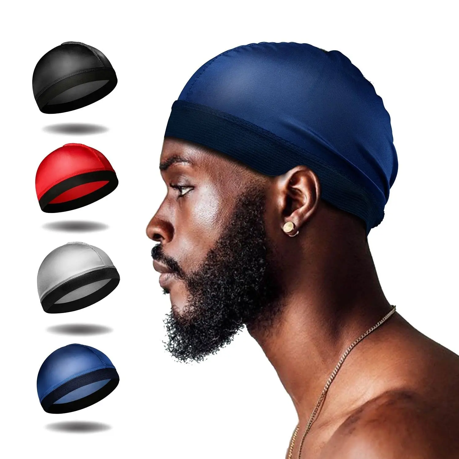 New Unisex Silky Dome Cap For Men Fascia Elastica Silky Durag Bandane Bottom Wig Cap Spandex Cooling Cap Silk Based Beanie Bonnet