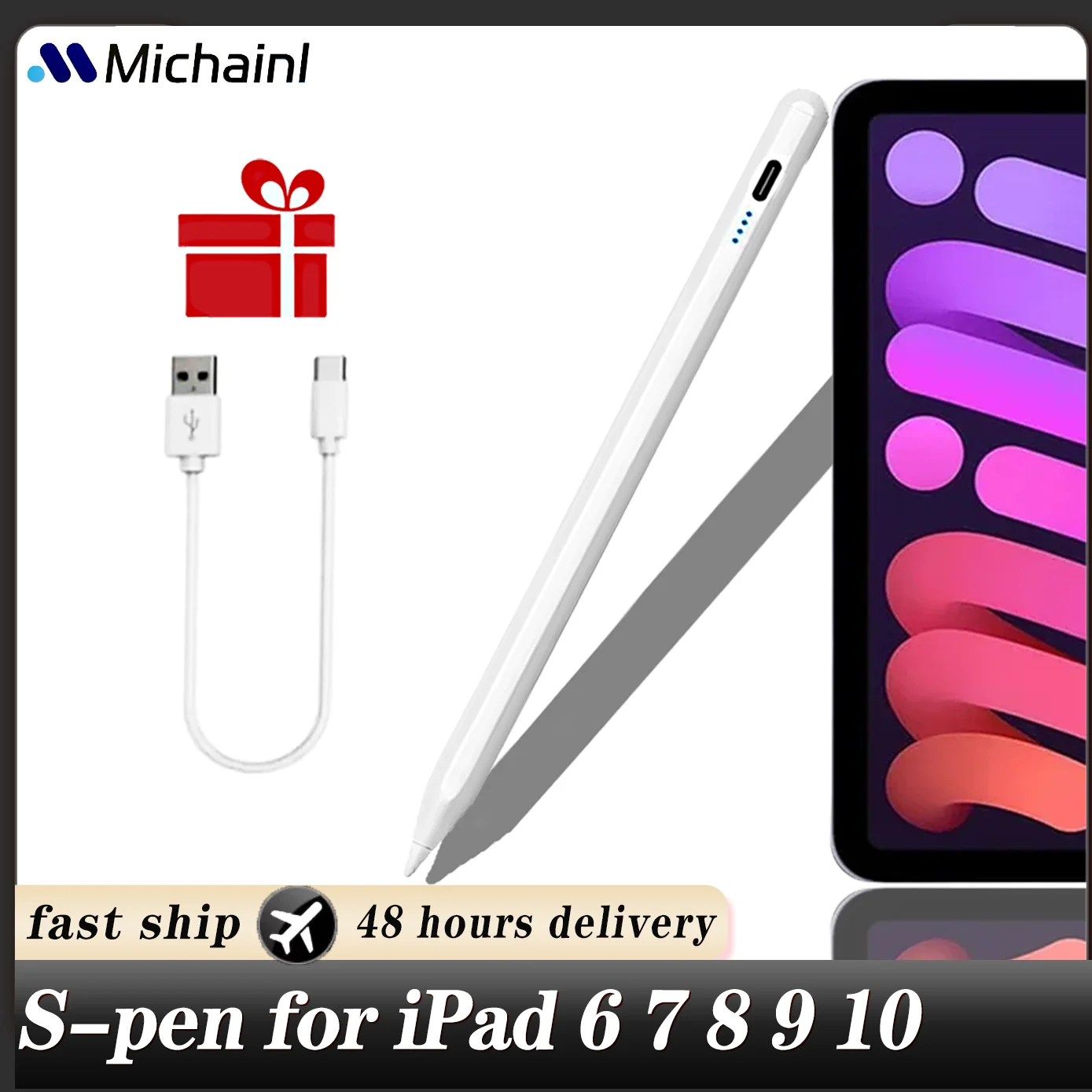 Per Ipad Pencil Con Palm Rejection Tilt, Per Apple Pencil 2 2018-2023 Stylus Pen Ipad Pro 11 12.9 Air 4/5 7/8/9/10Th Mini 5 6