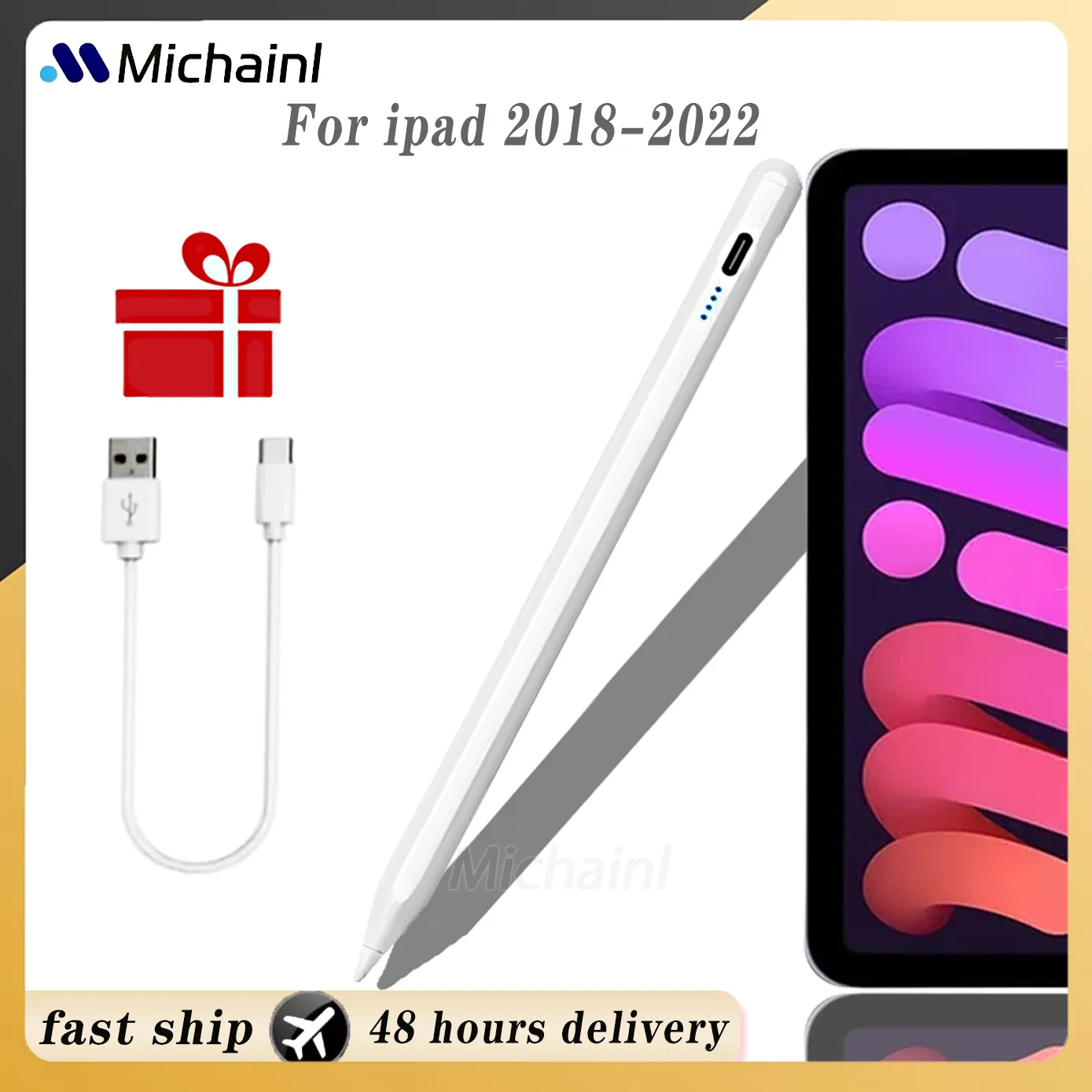 Per Ipad Pencil Con Palm Rejection Tilt, Per Apple Pencil 2 2018-2023 Stylus Pen Ipad Pro 11 12.9 Air 4/5 7/8/9/10Th Mini 5 6