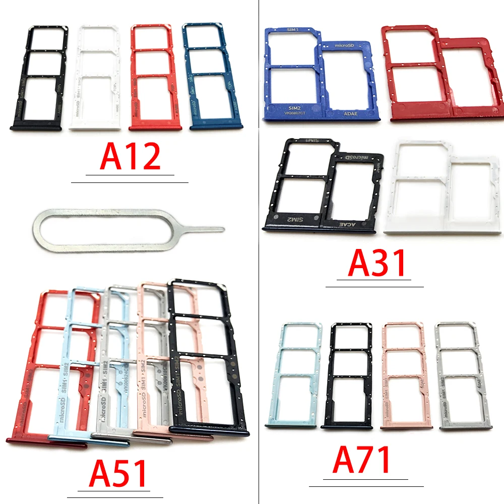 Originale Dual Card Phone Sim Sd Card Vassoio Per Samsung Galaxy A12 A31 A51 A71 Nuovo Sim Chip Holder Slot Adapter Cassetto Parte + Pin