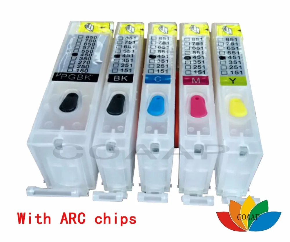 5Pcs Riutilizzabile Canon 650 651 Inchiostro Pgi 650Xl Cli 651Xl Mg6360 Mg7160 Mg7560 Mx726 Mx926 Arc Chip Della Cartuccia