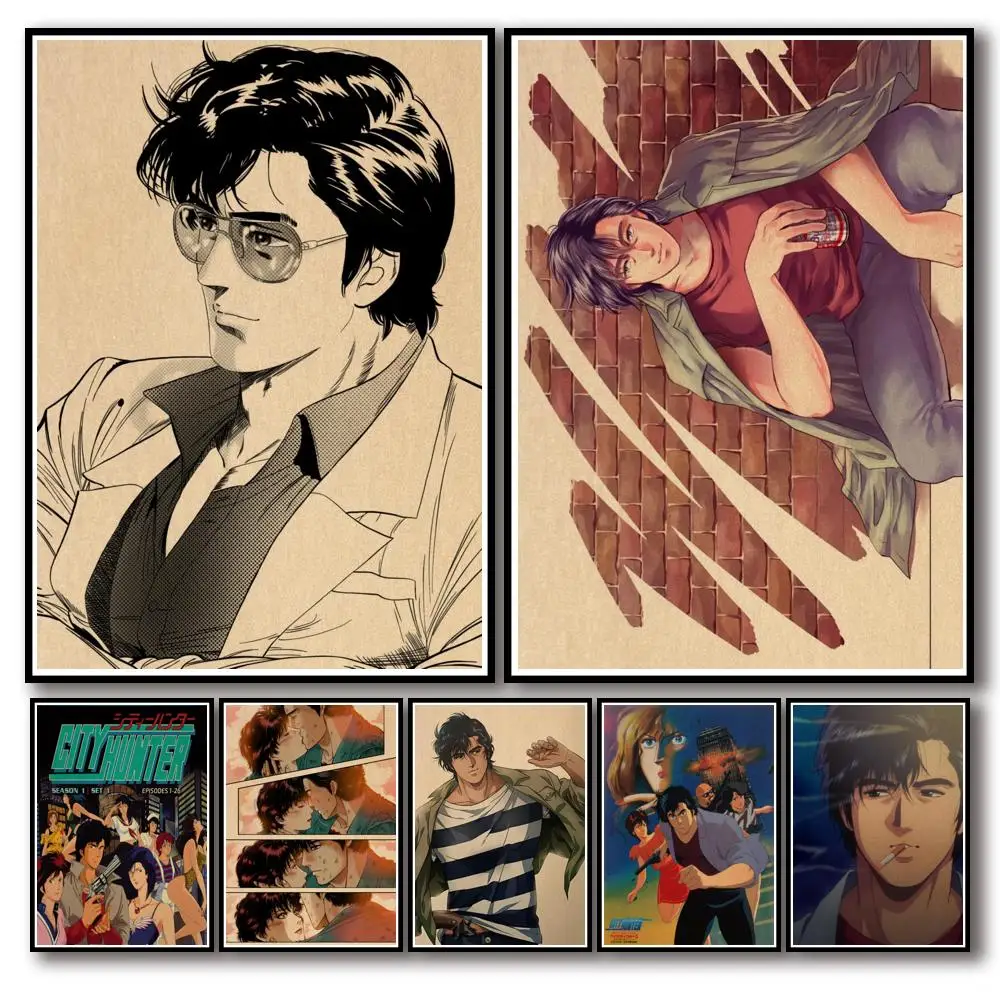 Pittura Su Tela City Hunter Anime Poster Poster Retrò Poster Da Parete Wall Art Home Decor Foto Per La Decorazione Della Stanza Dei Bambini