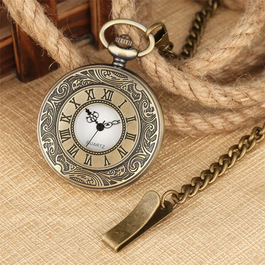 Orologi Da Tasca Classici In Bronzo/Argento/Nero/Oro Con Numeri Romani Half Hunter Al Quarzo