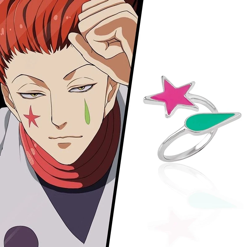Anime Hunter X Hunter Hisoka Ring Color Argento Teardrop Star Open Anelli Regolabili Puntelli Cosplay Classici Accessori Per Gioielli