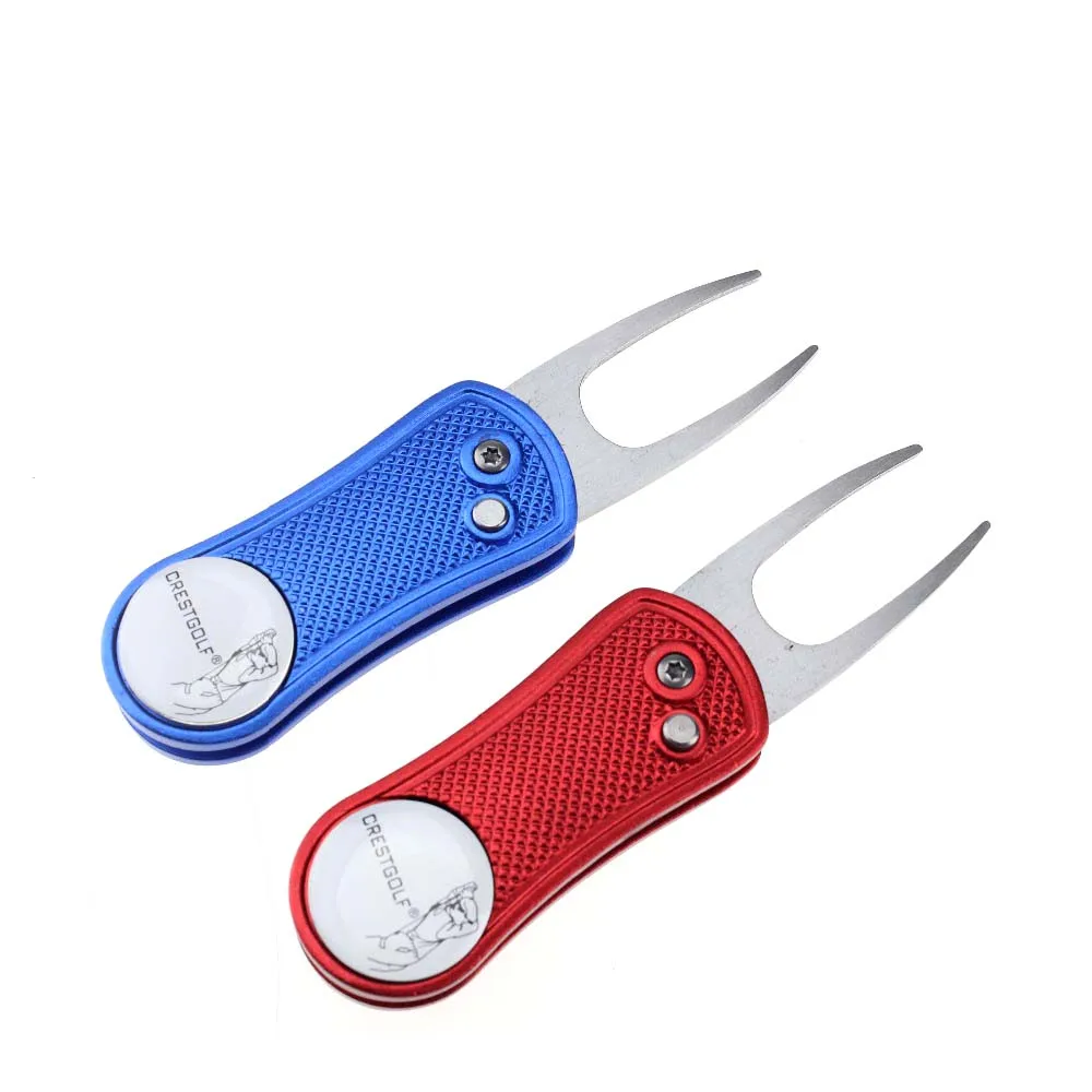 Crestgolf Golf Divot Riparazione Switchblade Golf Divot Strumento Putting Green Fork Accessori Per Il Golf